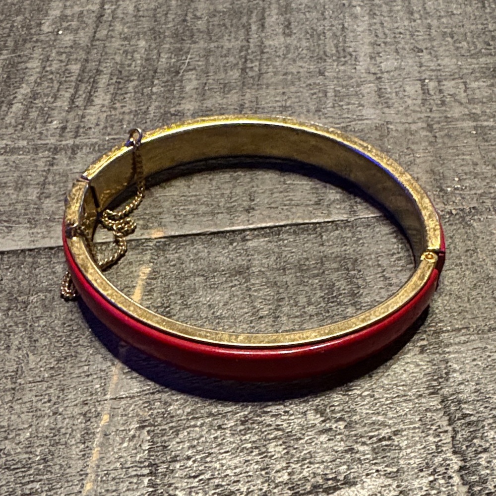 Vintage Red and Gold Bangle Bracelet